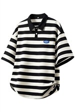 1美式条纹短袖polo衫男大码M-5XL翻领潮流短袖T恤男DP8761P40控59，男装T恤，星座226-2