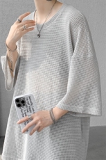 现货10038-P35夏季简约禁欲系圆领纯色男女短袖T恤休闲宽松，男装T恤，电商A059