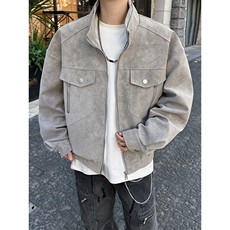 春季扎染PU皮衣皮夹克外套男6156T-TP53(树脂双头拉链）M-5XL，男装夹克，星座207