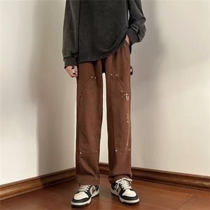 牛仔裤男秋季潮大码休闲裤子高街V123P50图片
