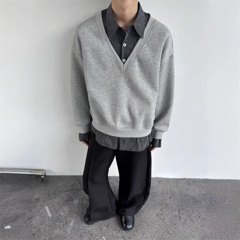现货！！假两件POLO衫卫衣长袖翻领长袖T恤RE03-P68,男装T恤,星座1005-6