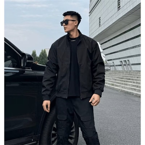 抖音得物 美式潮休闲夹克春季立领纯色复古工装加厚棉服外套AMY01图片