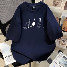 2026夏季新款日系复古趣味卡通印花T恤宽松圆领休闲潮流短袖男女，男装T恤，星座218-8