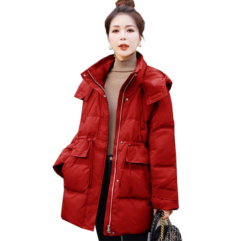 2026冬新款派克服女工装中长款羽绒服女冬季白鸭绒加厚外套,女装羽绒服,欣美人