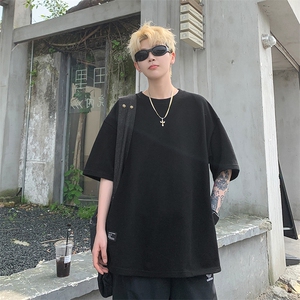网红港风大码复古纯棉圆领短袖T恤男潮流 XZ213-T072-P55控78图片