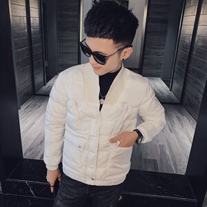 冬季社会小伙痞帅修身毛线领厚棉衣休闲棉服外套M7257-P128控165图片