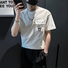 设计感贴布条纹个性立体口袋拼接短袖POLO衫男潮流宽松TX41-P48，男装Polo衫，电商A368