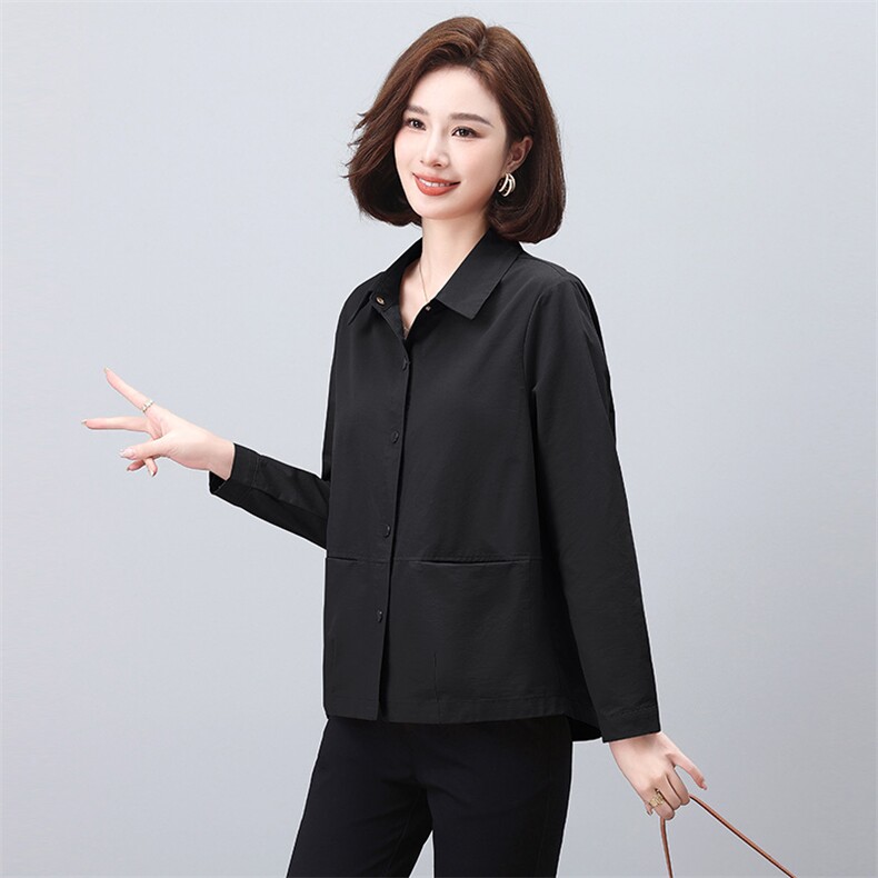 纯棉衬衫外套女春秋2024新款小个子宽松休闲百搭长袖衬衣开衫外套,女装衬衫,雪樱依海