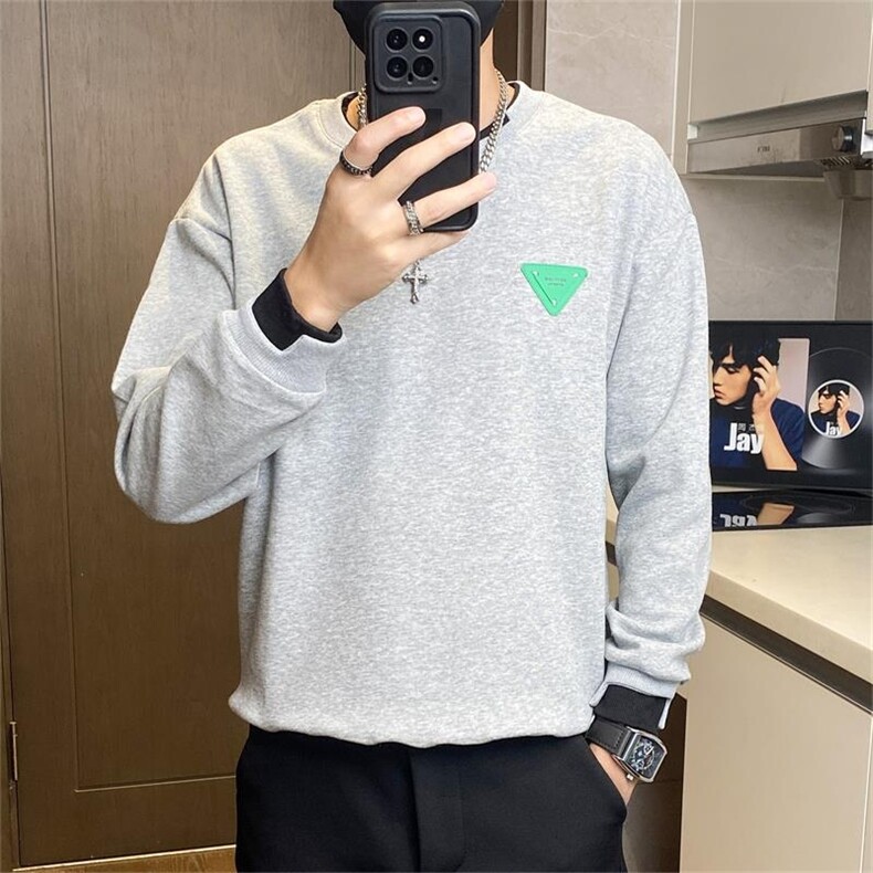 71561-特P45秋冬季修身卫衣男士时尚百搭圆领拼接撞色长袖t恤潮,男装T恤,电商D310B-1