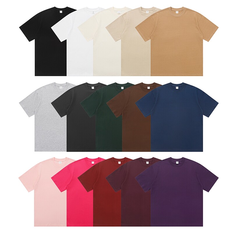 200G纯棉短袖T恤宽松D328-T399-P12白色11彩12包装+1枣红色,男装T恤,电商D328