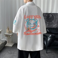 ！夏款港风冰丝衬衣男黑寸衫男白短袖衬衫男DXC286-P30，男装衬衫，电商B371