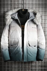 羽绒服男短款潮牌渐变色2020冬季新款外套DS620T图片