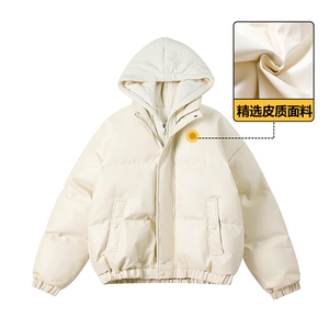 现货 假两件pu皮衣棉服外套男冬季新款加厚美式高街棉衣M106-P120图片