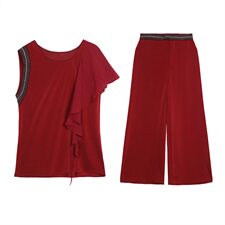 高级感职业套装女2023年夏季新款时尚气质女神范垂感阔腿裤两件套，女装套装/套裙，火爆靓佳人