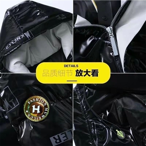 主推潮牌亮面白鸭绒羽绒服亮面短款连帽加厚保暖帅外套2219-P80图片