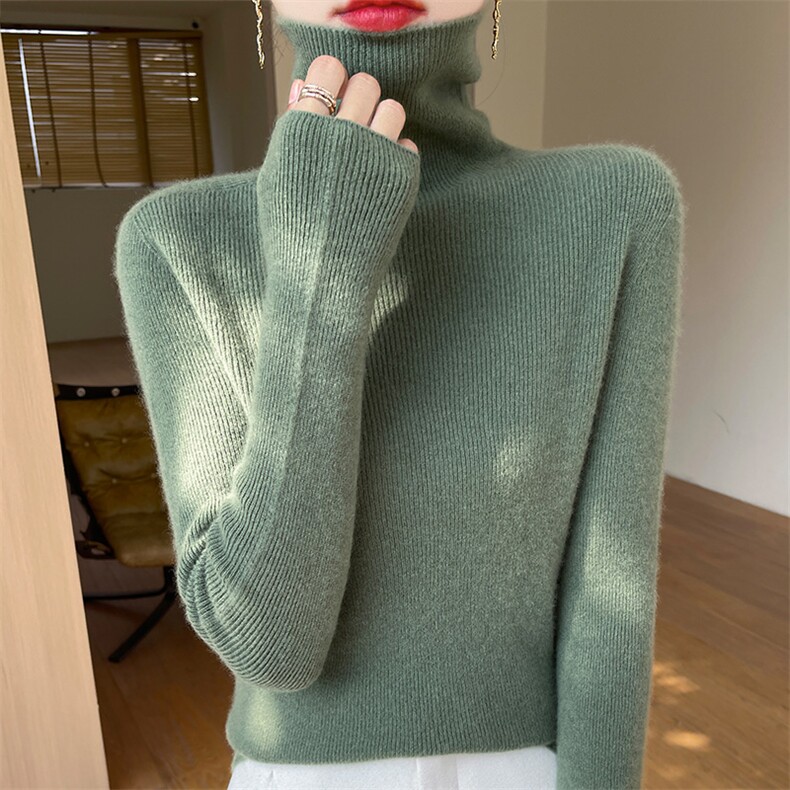 秋冬季新款纯色毛衣女宽松显瘦时尚百搭针织上衣,针织衫/毛衣,皓宇羊绒