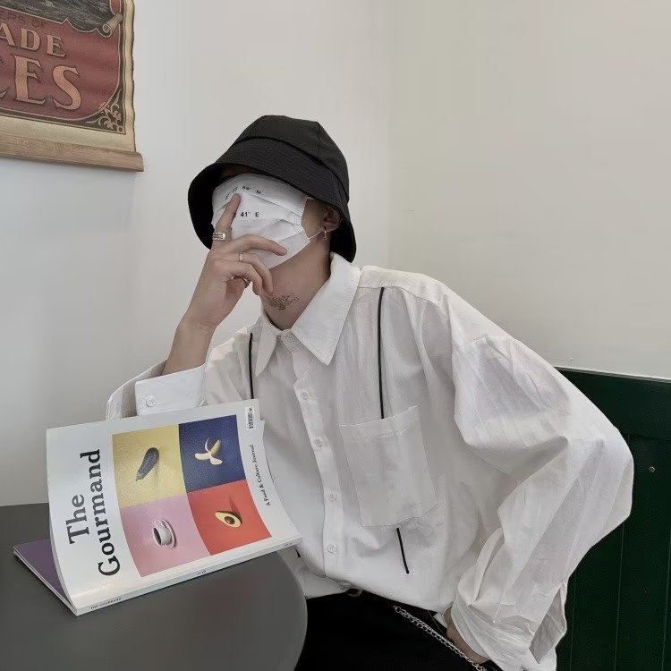 青春流行百搭男简约ins秋季新款纯色长袖潮文艺标准衬衫潮流日系,男装衬衫,星座506A