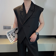 夏季设计款西装马甲男士时尚网红无袖西服背心马甲BX007-P68控89，男装背心/马甲，电商B267