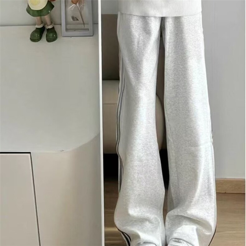 美式渐变条纹裤子男春秋三条杠直筒高街卫裤直筒垂感运动休闲裤男,男装休闲裤,星座1210-1