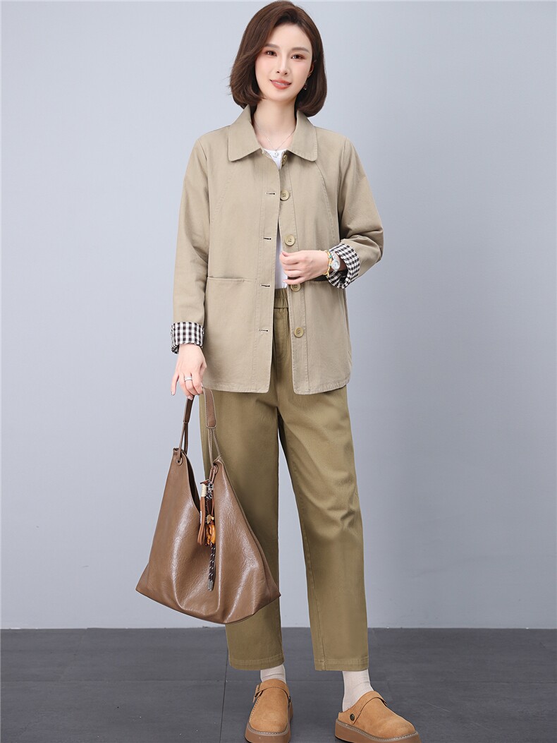 2026春秋季时尚简约大方气质优雅显瘦休闲潮流纯色两件套,女装套装/套裙,独衣靓