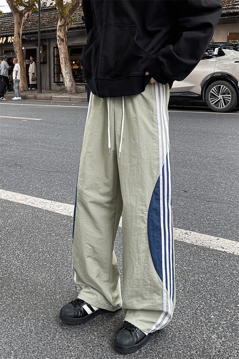 8XL-M加绒加厚条纹工装裤束脚休闲阔腿美式运动裤男K9116P58控78,男装休闲裤,电商D206-1