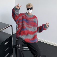 不规则条纹渐变毛衣男春秋外穿美式复古慵懒风潮牌针织衫MY21-P48，男装针织衫/毛衣，星座1008-2