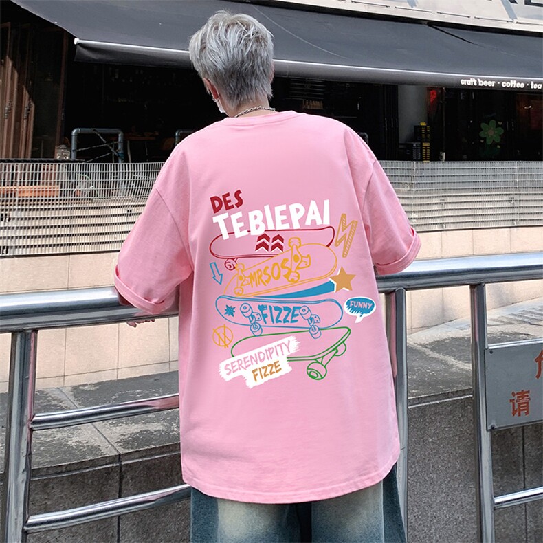 T680P26夏季新品港风高街美式短袖T恤宽松ins重磅纯棉体恤,男装T恤,星座304A