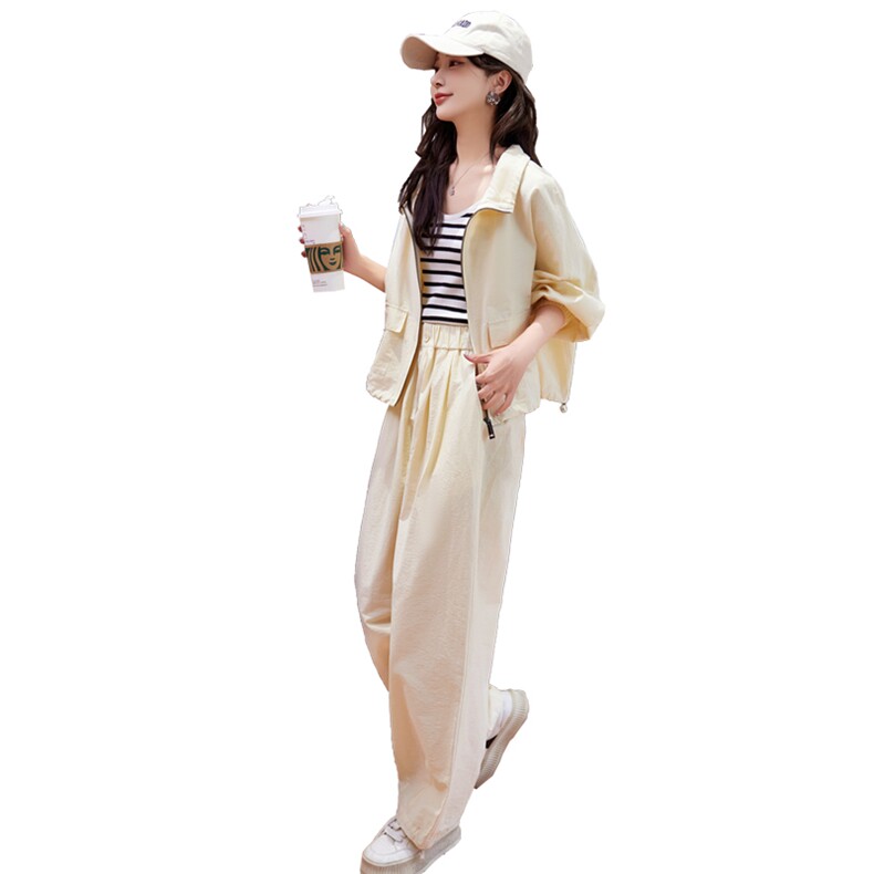 2024春季新款时尚减龄休闲遮肉显瘦两件套女,女装套装/套裙,深水步