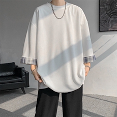 8XL-M特大码短袖男夏季高品质冰丝五分袖拼色宽松大码T恤DX308P38，男装T恤，电商D206-1