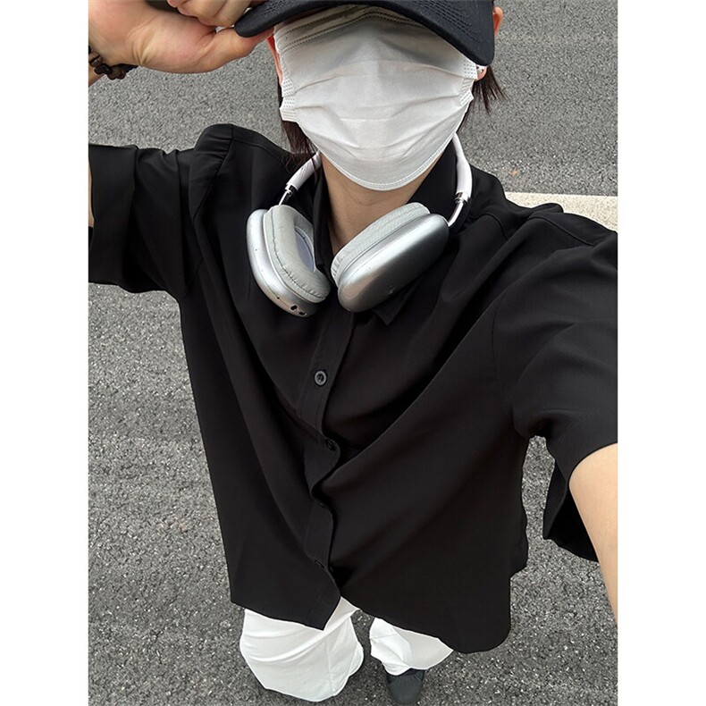 薄款冰丝短袖衬衫男简约纯色垂感休闲痞帅衬衣CS288-P20,男装T恤,星座301C-5