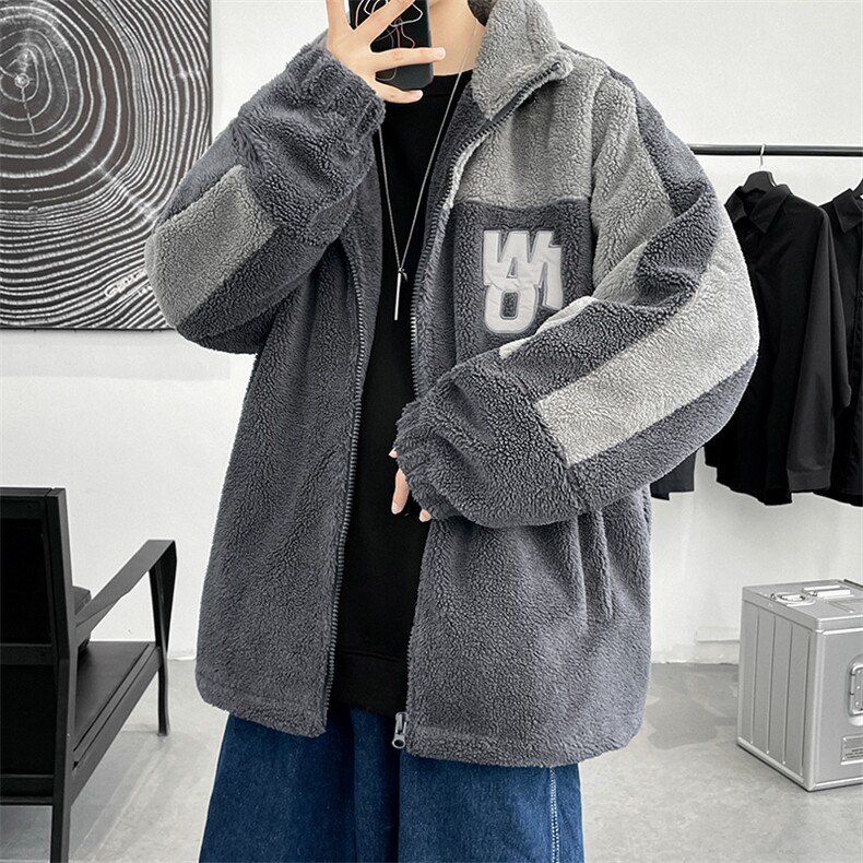 冬季港风加绒加厚羊羔绒棉衣休闲棉服外套男士 8853-P115控价138图片