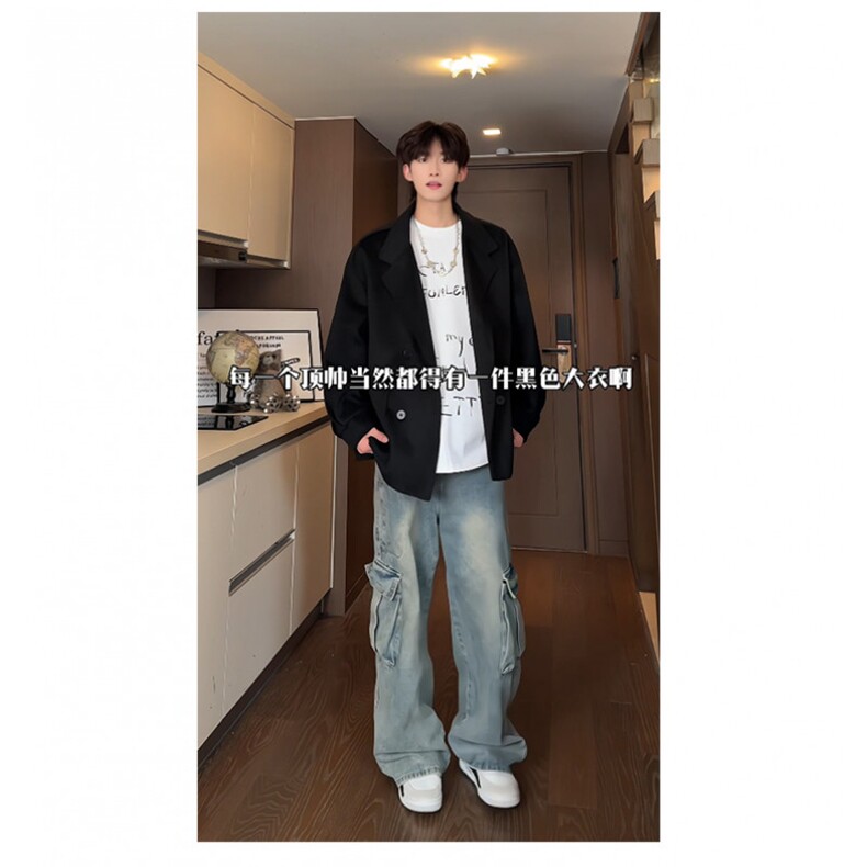 羊驼绒双排扣加绒加厚毛呢大衣504-F57-P90控128（加绒P100控148,男装毛呢大衣,星座504