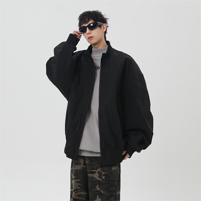 港风日系复古设计感拼接高领开衫夹克外套XZ213-JK4000-P60控88,男装夹克,星座213