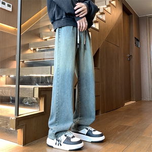 秋冬美式复古水洗印花高街直筒微喇牛仔裤A158-NZK069-P48图片