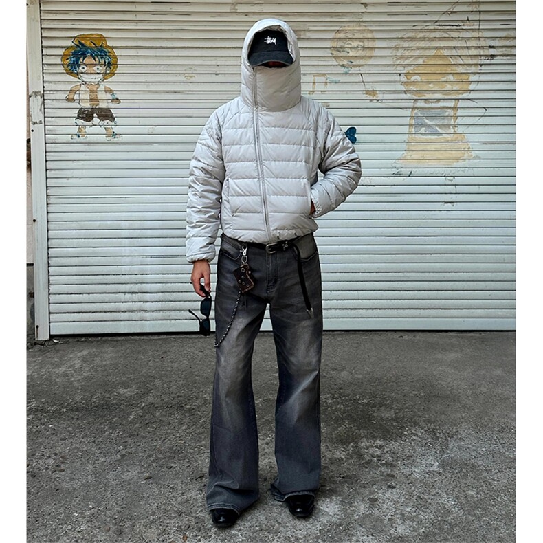 个性斜拉链连帽短款修身棉服610A-1-L8501-P74,男装棉衣,星座610A-1