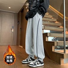 k3202-48加绒P58冬季抖音高品质潮牌宽松男女织带束脚休闲卫裤，男装休闲裤，电商A009A（原A058A）