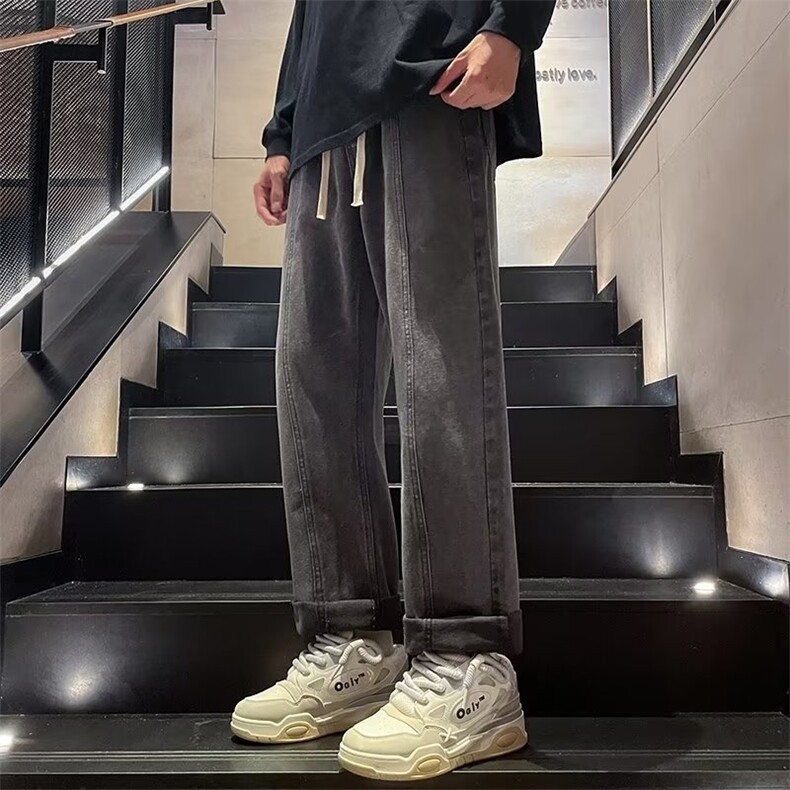 夏季牛仔裤男潮港风气质水洗宽松直筒青春流行长裤K772-P53,男装牛仔裤,星座1109-3
