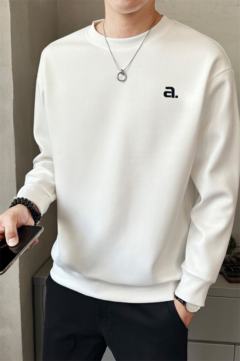 男款秋季新款圆领卫衣时尚潮流长袖套头卫T春秋打底上衣W8130-P45,男装T恤,电商A237