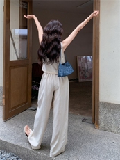 简约老钱风重工刺绣马甲阔腿裤套装女2026夏季显瘦超好看一整套，女装套装/套裙，冬木谷雨