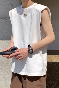 1美式港风垫肩四角星设计背心大码M-5XL休闲背心男BX8764P25控39图片