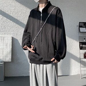 卫衣男春季新款港风宽松提花大码长袖T套头上衣WY9975-特P42图片