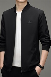 立领夹克男2022外套男秋季中年商务休闲时尚薄款宽松爸爸夹克衫图片