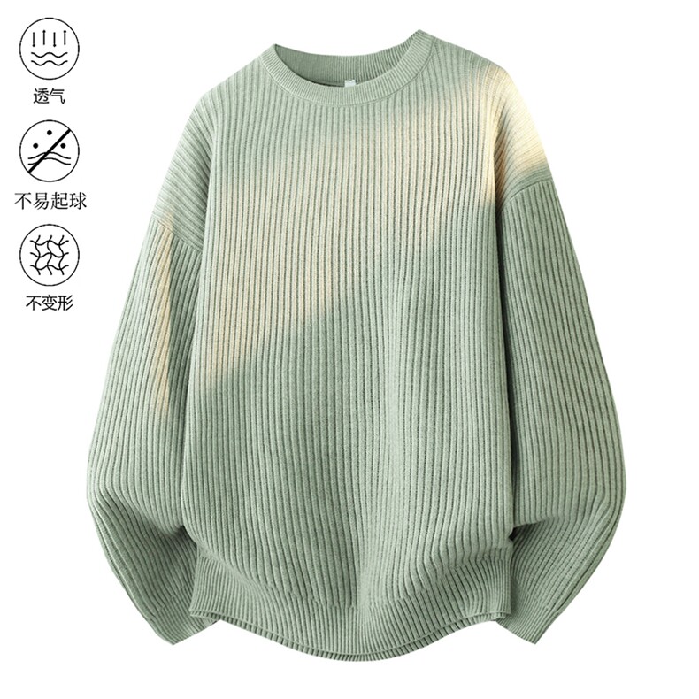 2025秋冬加厚高品质设计感纯色街头圆领轻奢针织毛衣MZ84-P48图片