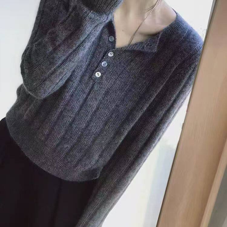 2025年秋季通勤常规长袖坑条半开领长袖，女装针织衫/毛衣，胜酷羊绒