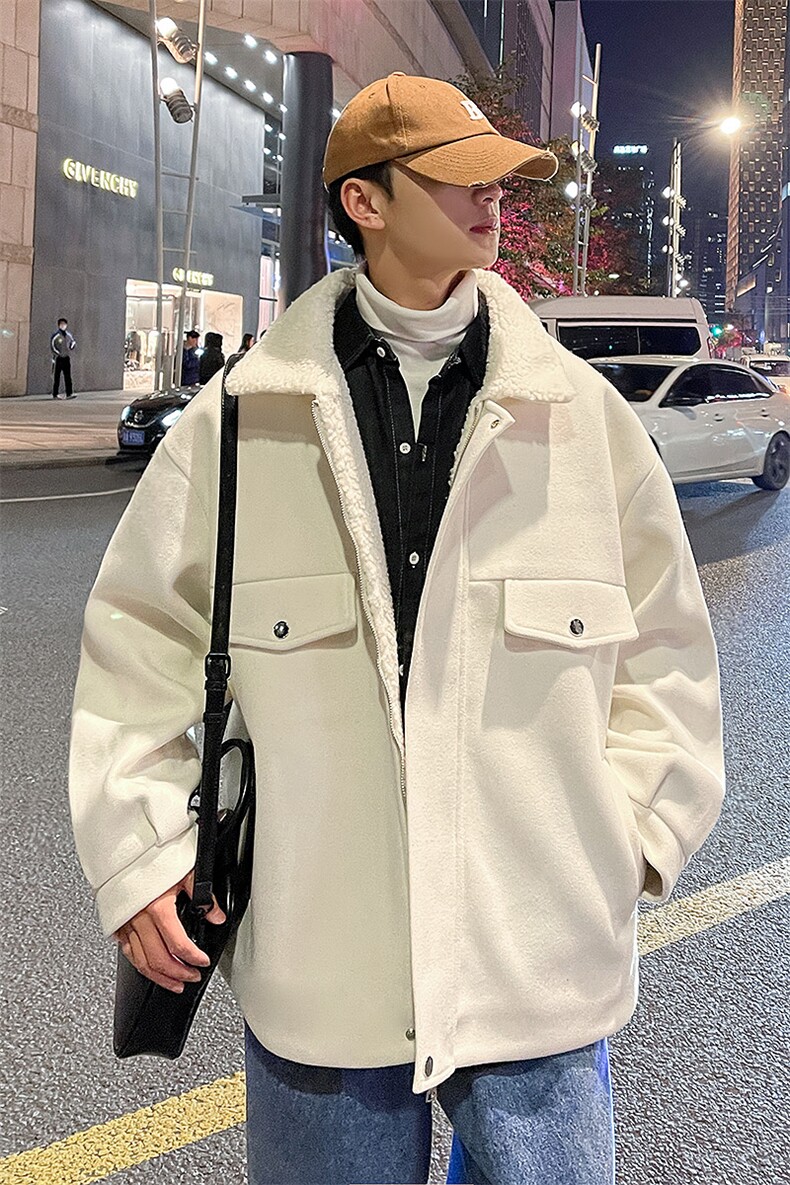 冬季呢料加厚ins港风羊羔毛外套男宽松棉衣棉服棉袄A071-066-P125,男装棉衣,电商A071