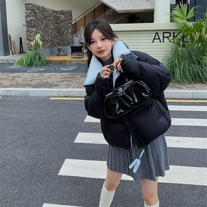 黑色棉服女2025年新款冬季小个子宽松面包服短款加厚保暖棉衣外套图片