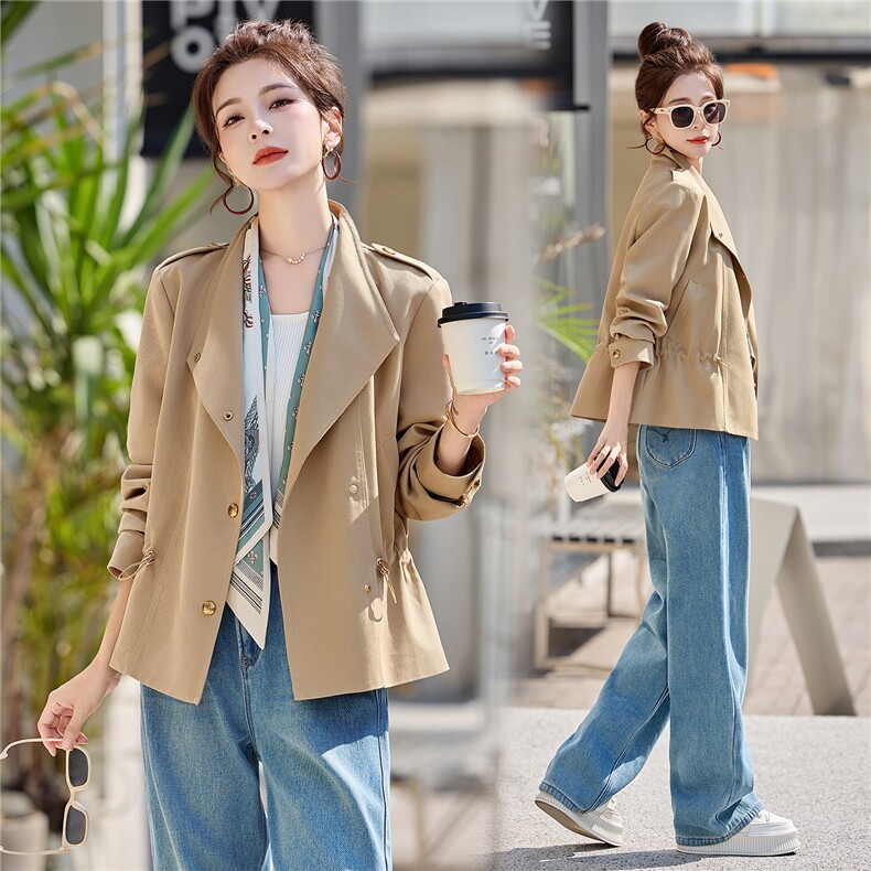 2026年春季休闲风外套配围巾，女装短外套，依如秀(原杭风阁)