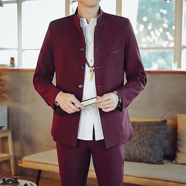 中山装西服套装男唐装西装两件套风外套A334-TZ107-P150图片