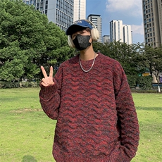 秋冬季上衣韩宽松提花套头毛衣男士潮流加厚圆领长袖针织衫，男装针织衫/毛衣，星座410-7