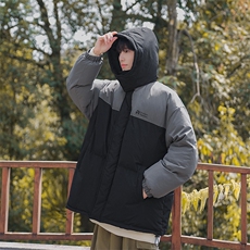 B225-W8622-P118-X148-撞色拼接连帽棉服-聚酯纤维，男装棉衣，电商B225